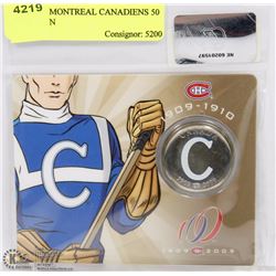 1909-2009 MONTREAL CANADIENS 50 CENT COIN