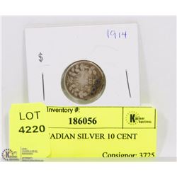 1914 CANADIAN SILVER 10 CENT COIN.