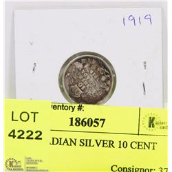 1919 CANADIAN SILVER 10 CENT COIN.