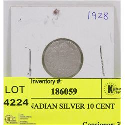 1928 CANADIAN SILVER 10 CENT COIN.