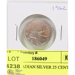 1962 CANADIAN SILVER 25 CENT COIN.