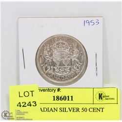 1953 CANADIAN SILVER 50 CENT PIECE.