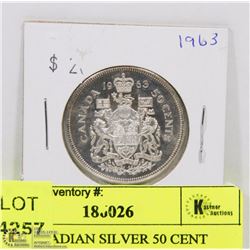 1963 CANADIAN SILVER 50 CENT PIECE.