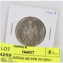 1963 CANADIAN SILVER 50 CENT PIECE.