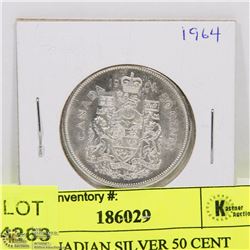 1964 CANADIAN SILVER 50 CENT PIECE.