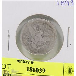 1893 US SILVER 25 CENT COIN.