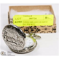 SILVER TONED MILANO QUARTZ "GRANDPA" POCKET