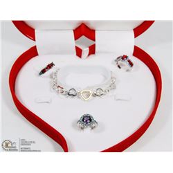HEART SHAPED JEWELRY BOX WITH JEWELRY SET