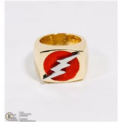 RED LIGHTNING THUNDER BOLT SIGNET RING