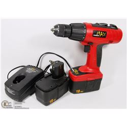 POWER MAX 18V CORDLESS DRILL WITH 2 BATTERIES