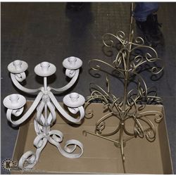 2 DECORATIVE CANDLE HOLDER, TREE ORNAMENT