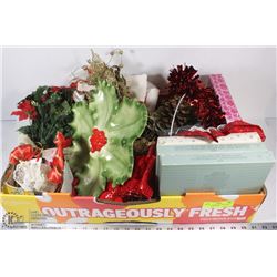 FLAT OF ASSORTED CHRISTMAS DECORATIONS INCL