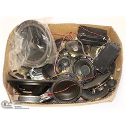 BOX OF 50+ SPEAKERS, 2" TO 8" AND 1W TO 30W, SOME