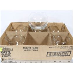 CASE OF 6 LIBBEYS GLASS ROSE BOWLS,HOUSEHOLD