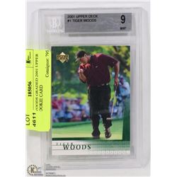 TIGER WOODS GRADED 2001 UPPER DECK ROOKIE CARD