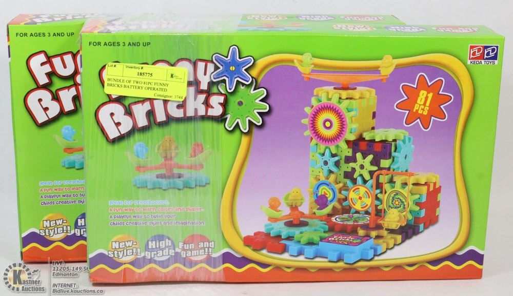 BUNDLE OF TWO 81PC FUNNY BRICKS BATTERY OPERATED