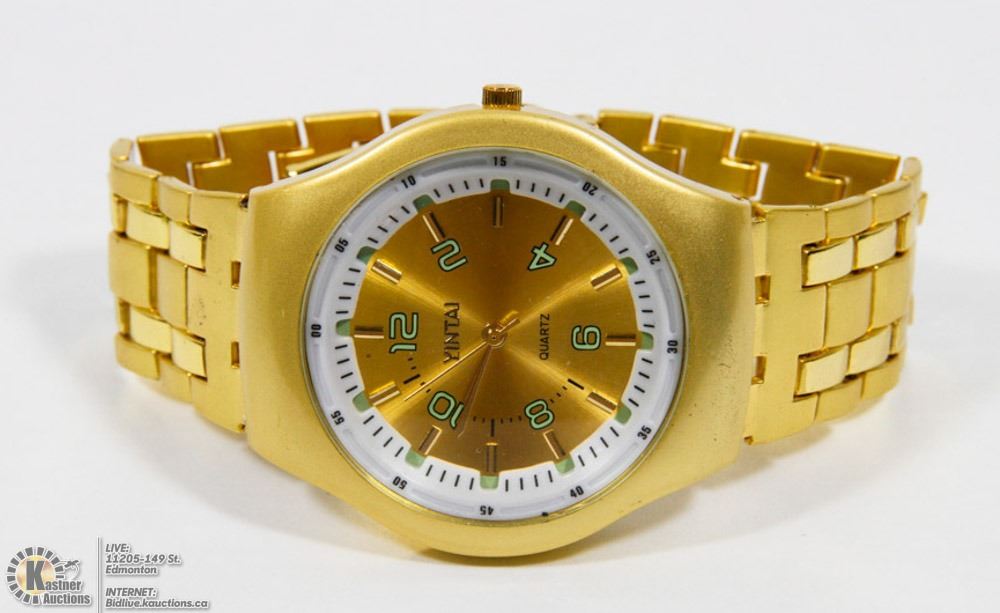 NEW YINTAI OVERSIZED GOLD TONE FASHION WATCH WITH