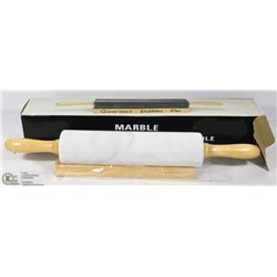 MARBLE ROLLING PIN WITH WOODEN CRADLE