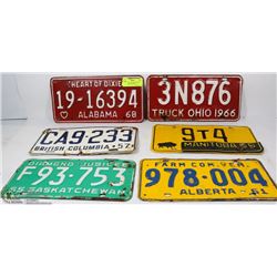LOT OF 5 COLLECTIBLE LICENSE PLATES INCL ALABAMA 68