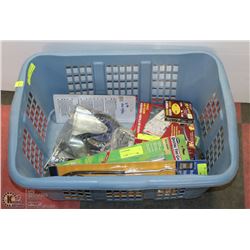 LAUNDRY BASKET FULL OF ASSORTED AUTOMOTIVE TOOLS