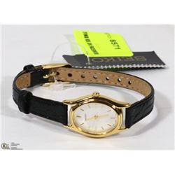 NEW LADIES GOLD TONE BLACK STRAP LADIES SEIKO
