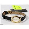 Image 1 : NEW LADIES GOLD TONE BLACK STRAP LADIES SEIKO