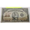 Image 1 : DOMINION OF CANADA  JULY 2ND 1923 25 CENT NOTE