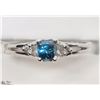 Image 1 : 4) 14KT WHITE GOLD BLUE & 2 WHITE DIAMOND RING