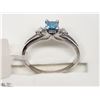 Image 2 : 4) 14KT WHITE GOLD BLUE & 2 WHITE DIAMOND RING