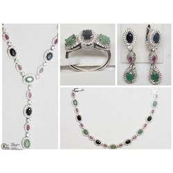 5) STERLING SILVER GEMSTONE 5PC JEWELLERY SET