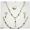 Image 2 : 5) STERLING SILVER GEMSTONE 5PC JEWELLERY SET