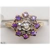 Image 1 : 7)10KT YELLOW & WHITE GOLD AMETHYST & DIAMOND RING