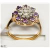 Image 2 : 7)10KT YELLOW & WHITE GOLD AMETHYST & DIAMOND RING