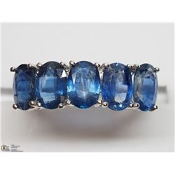 8) 10KT WHITE GOLD 5 SAPPHIRE CLASSIC STYLE RING