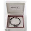 Image 1 : AUTHENTIC PANDORA LEATHER BRACELET WITH 3