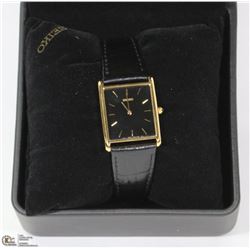 NEW MENS SEIKO BLK LEATHER BAND WATCH WITH