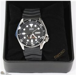 NEW MENS SEIKO BLACK BAND WATCH WITH GIFTBOX