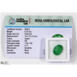 #21-NATURAL GREEN EMERALD LOOSE GEMSTONE 6.70CT