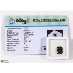 #41-NATURAL GREEN ZIRCON GEMSTONE 5.15CT