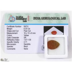 #46-NATURAL YELLOW BERYL GEMSTONE 8.20CT