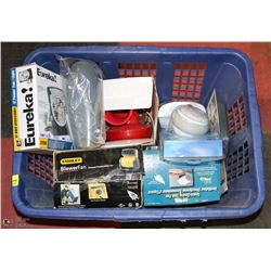 BASKET WITH HOUSEHOLD MISC.