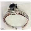 Image 2 : 11) 14KT WHITE GOLD BLACK & 94 WHITE DIAMOND RING