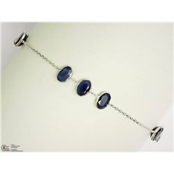 13) 14KT WHITE GOLD 9 SAPPHIRE 7" BRACELET