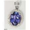 Image 1 : 14) 14KT WHITE GOLD TANZANITE & DIAMOND PENDANT