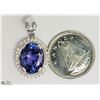 Image 2 : 14) 14KT WHITE GOLD TANZANITE & DIAMOND PENDANT