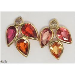 17)14KT YELLOW GOLD SAPPHIRE & DIAMOND EARRINGS