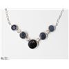 Image 1 : 18)10KT WHITE GOLD SAPPHIRE & DIAMOND NECKLACE