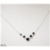 Image 2 : 18)10KT WHITE GOLD SAPPHIRE & DIAMOND NECKLACE