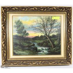 VINTAGE LANDSCAPE MATTED & FRAMED 21X25