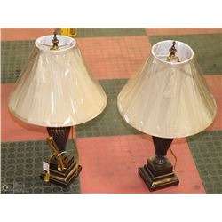 PAIR OF ANTIQUE BRONZE COLOR TABLE LAMPS 24" TALL